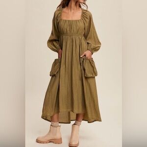 Listicle Olive Green Women's Pocket Dress